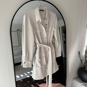 Zara Cream Utility Belted Jacket